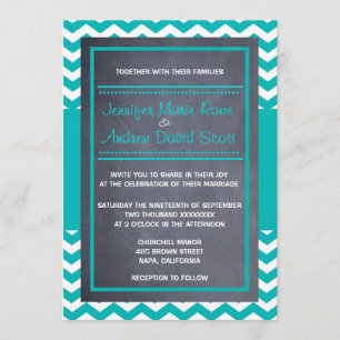 Faire-part de mariage Turquoise de Chevron