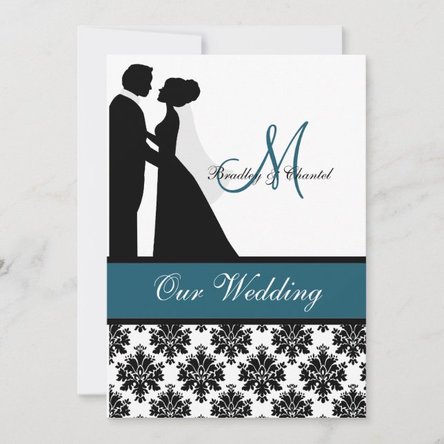 Faire-part de mariage turquoise de couples de (Devant)
