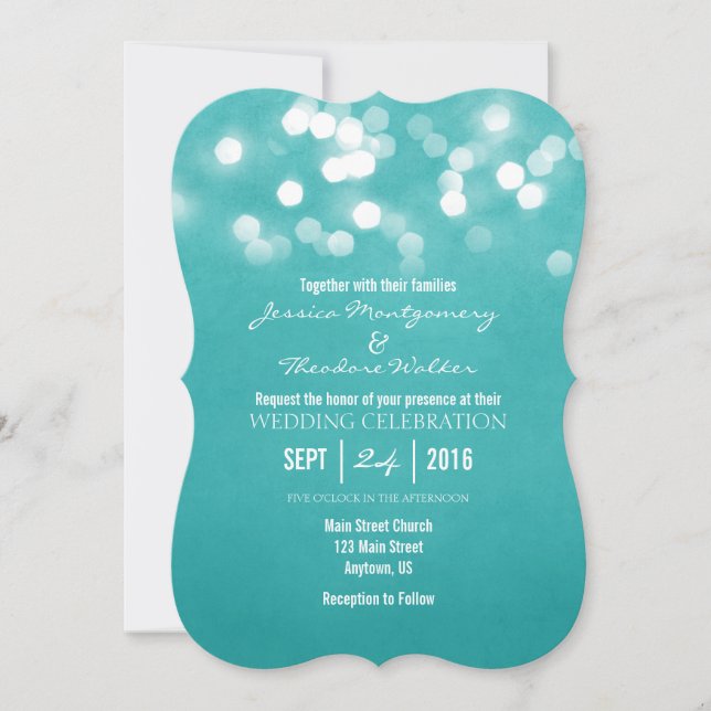 Faire-part de mariage Turquoise de Parties scintil (Devant)