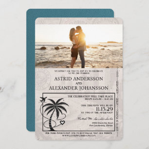 Faire-part de mariage turquoise Florida Passport