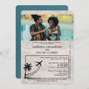 Faire-part de mariage turquoise Jamaica Passport