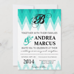faire-part de mariage Turquoise Ombre Chevron 5x7