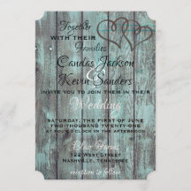 Faire-part de mariage turquoise rustique