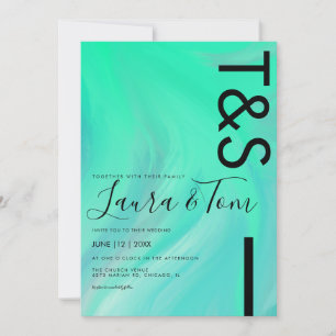 Faire-part de mariage typographie lime néon marbre