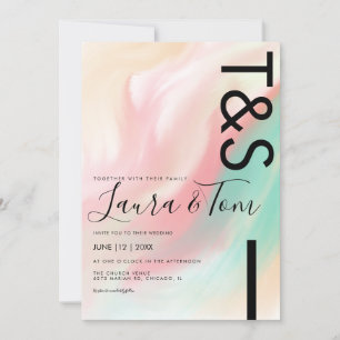 Faire-part de mariage typographie marbre gras rose