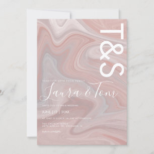 Faire-part de mariage typographie rose fard à joue