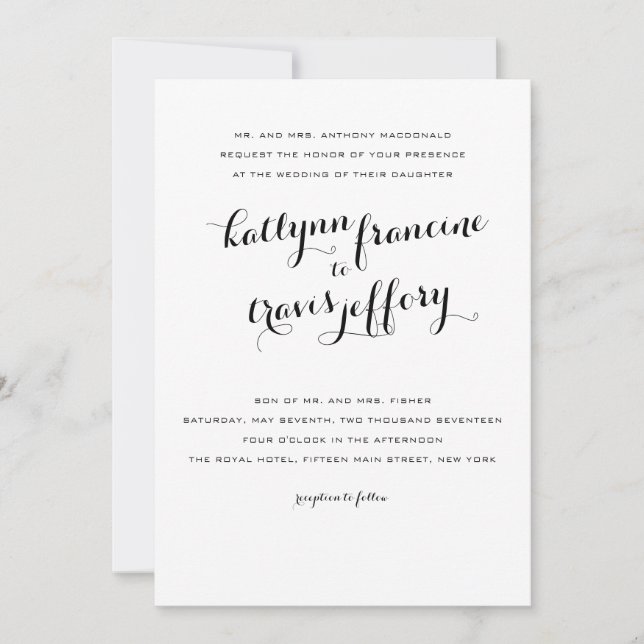 Faire-part de mariage typographique (Devant)