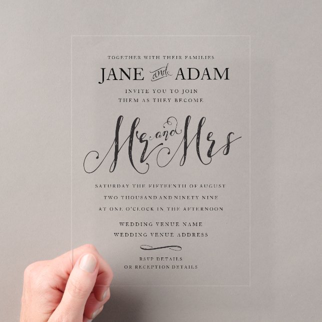 Faire-part de mariage typographique élégant Mr & M (In situ (ordinateur de poche))