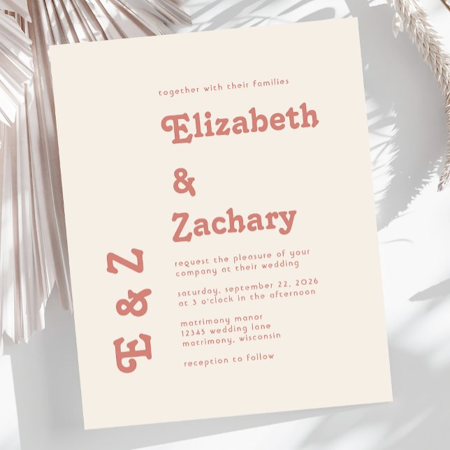 Faire-part de mariage typographique en terracotta  (Créateur téléchargé)