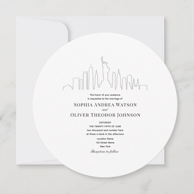 Faire-part de mariage unique à New York avec code  (Devant)