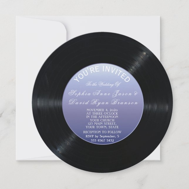 Faire-part de mariage unique Retro Vinyl Record (Devant)