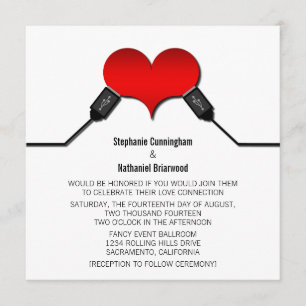 Faire-part de mariage USB Love Connection, rouge