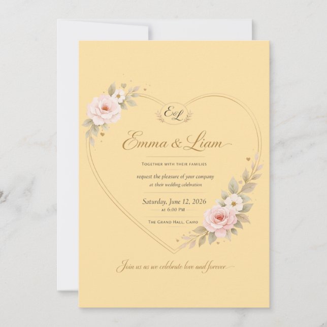 Faire-part de mariage Vague d'Or Luxe | Mode Éléga (Devant)