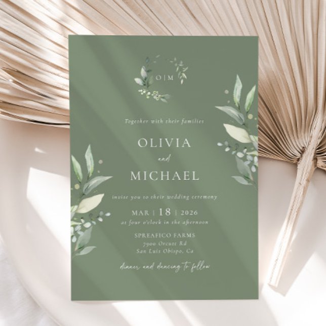 Faire-part de mariage végétal minimaliste (Invitation)
