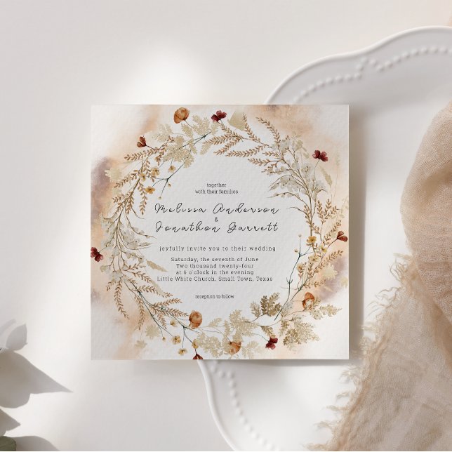 Faire-part de mariage végétal vintage minuscule (Créateur téléchargé)