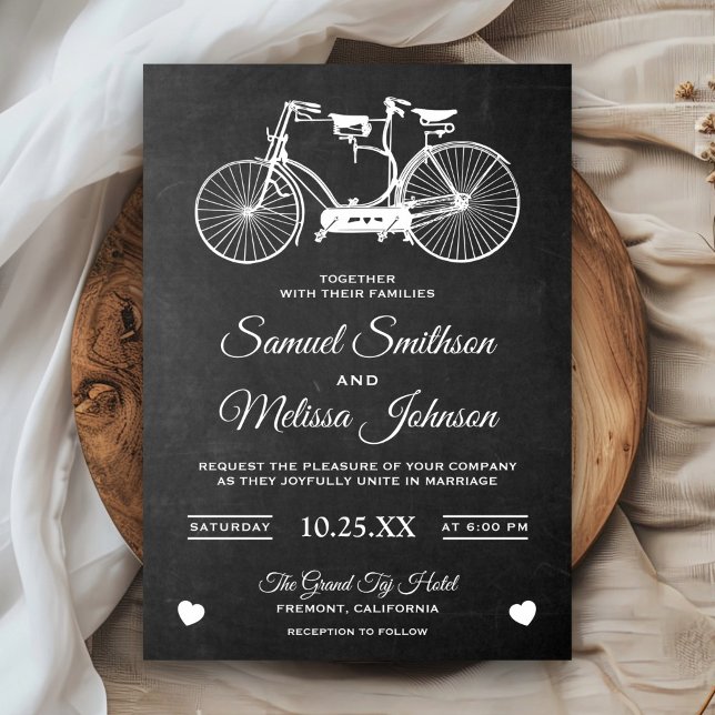 Faire-part de mariage vélo tandem rétro tableau no (Créateur téléchargé)