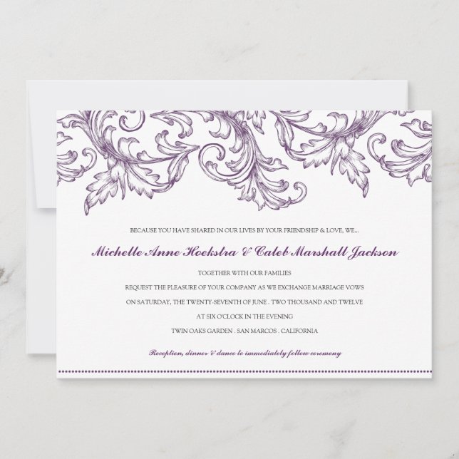 Faire-part de mariage Venise (Violet) (Devant)