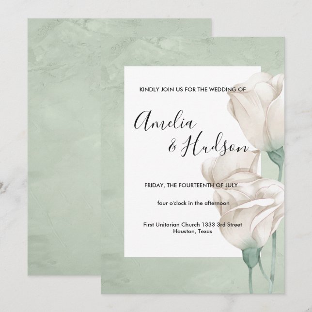 faire-part de mariage verdoyant tendance (Devant / Derrière)