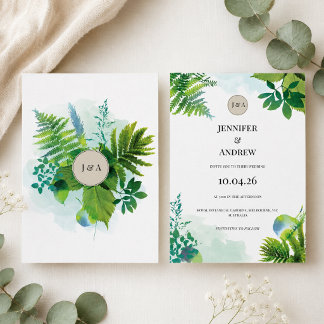 Faire-part de mariage verdure aquarelle botanique