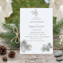 Faire-part de mariage verdure de branche de pin ru