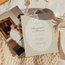 Faire-Part de Mariage Vert à Rayures Capriceuses