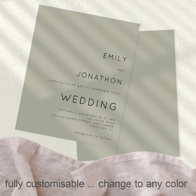 Faire-part de mariage vert à surface douce (Créateur téléchargé)