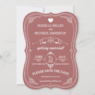 Faire-part de mariage vert avec parchemin vintage