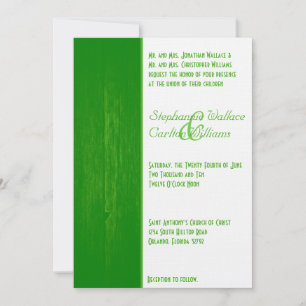 Faire-part de mariage vert/blanc sur le grain de b