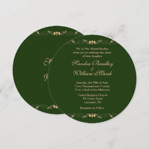 Faire-part de mariage Vert Chasseur et Or