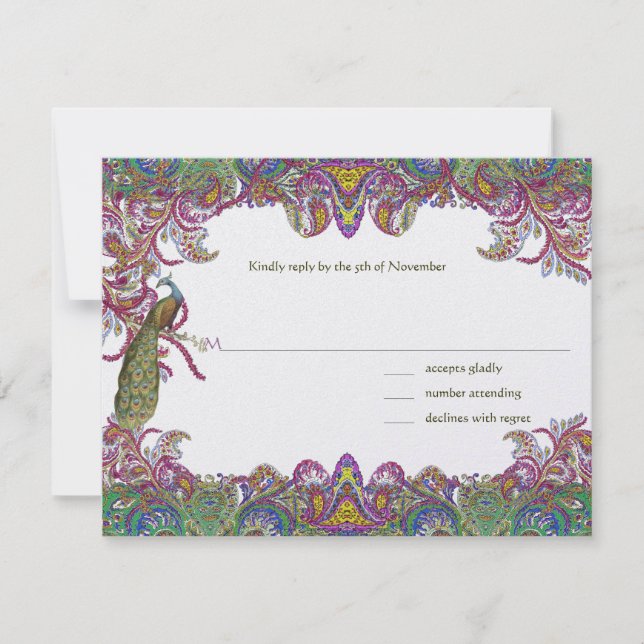 Faire-part de mariage Vert Citron et Framboise Dam (Devant)