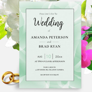 Faire-part de mariage vert de marbre Abstrait