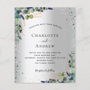 Faire-part de mariage vert d'eucalyptus argenté