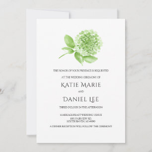 Faire-part de mariage vert d'hortensia avec