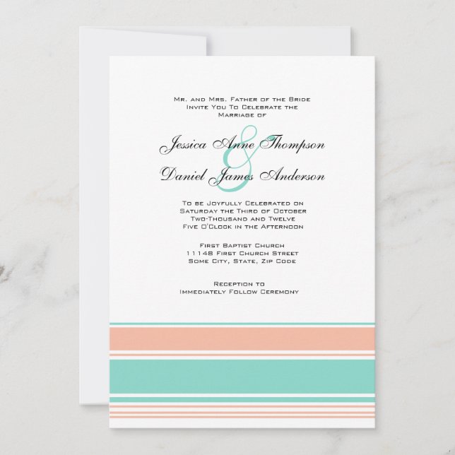 Faire-part de mariage vert et bracelet (Devant)