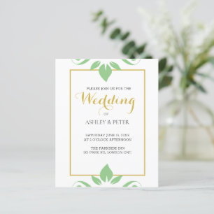 Faire-part de mariage vert feuilles