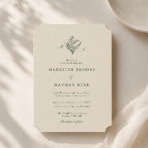 Faire-part de mariage vert foncé Muguet