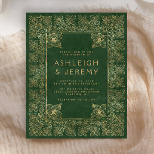Faire-part de mariage vert livre vintage budget