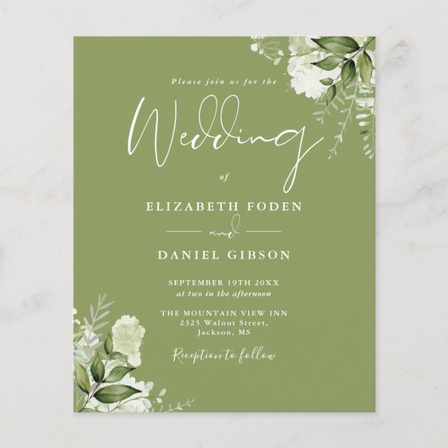 Faire-part de mariage vert mousse verdure de budge (Devant)