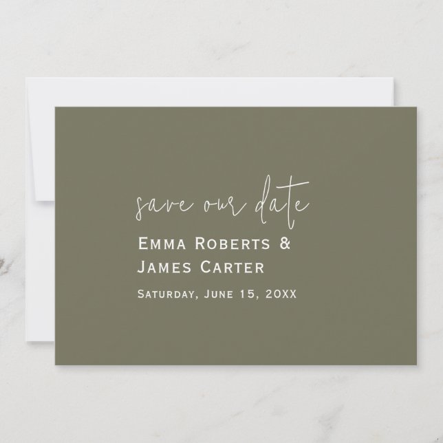 Faire-part de mariage vert olive (Devant)