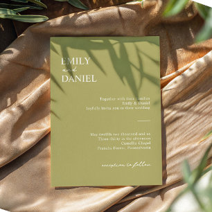 Faire-part de mariage vert olive minimaliste