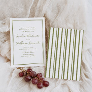 Faire-part de mariage vert olive moderne et terreu