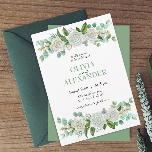 Faire-part de mariage vert Pastel rose (Créateur téléchargé)