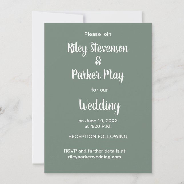 Faire-part de mariage vert profond (Devant)