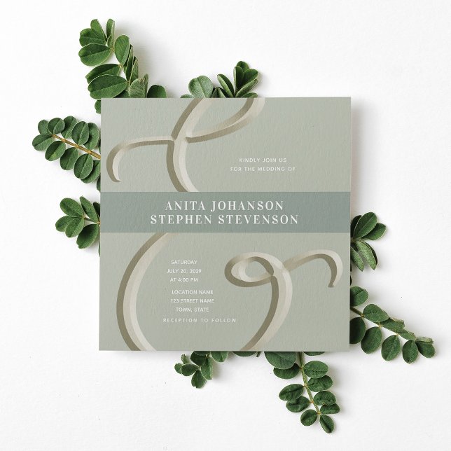 Faire-part de mariage vert sauge avec ampersand do (Créateur téléchargé)
