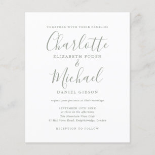 Faire-part de mariage vert sauge Budget Sage