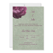 Faire-part de mariage vert sauge et pivoine bordea