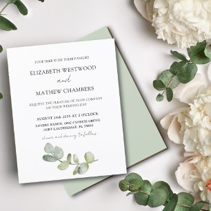 Faire-part de mariage vert sauge eucalyptus à peti