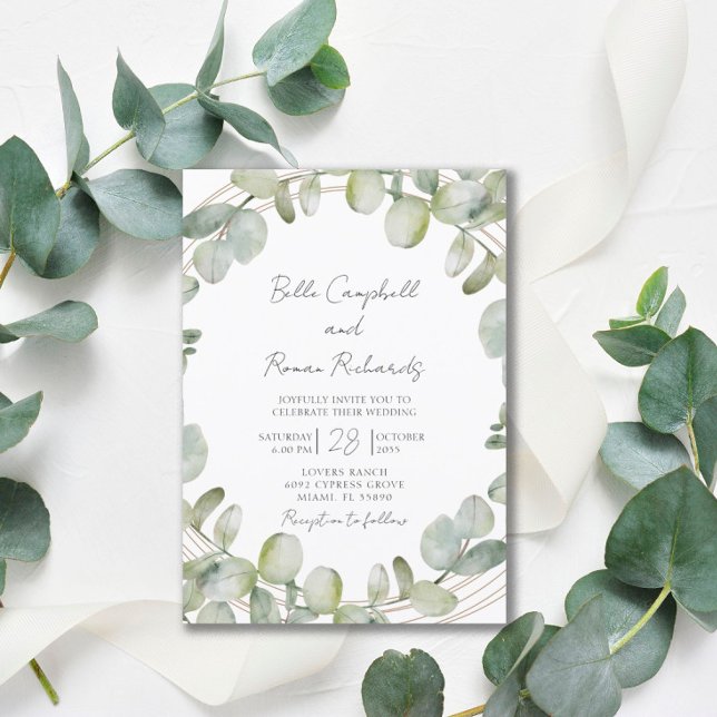 Faire-part de mariage vert sauge eucalyptus rustiq (Créateur téléchargé)