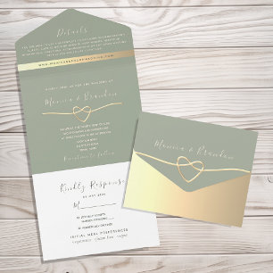 Faire-part de mariage vert sauge minimaliste