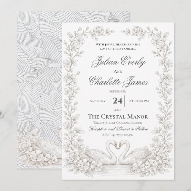 Faire-part de mariage vert saugeInvitation de jard (Devant / Derrière)